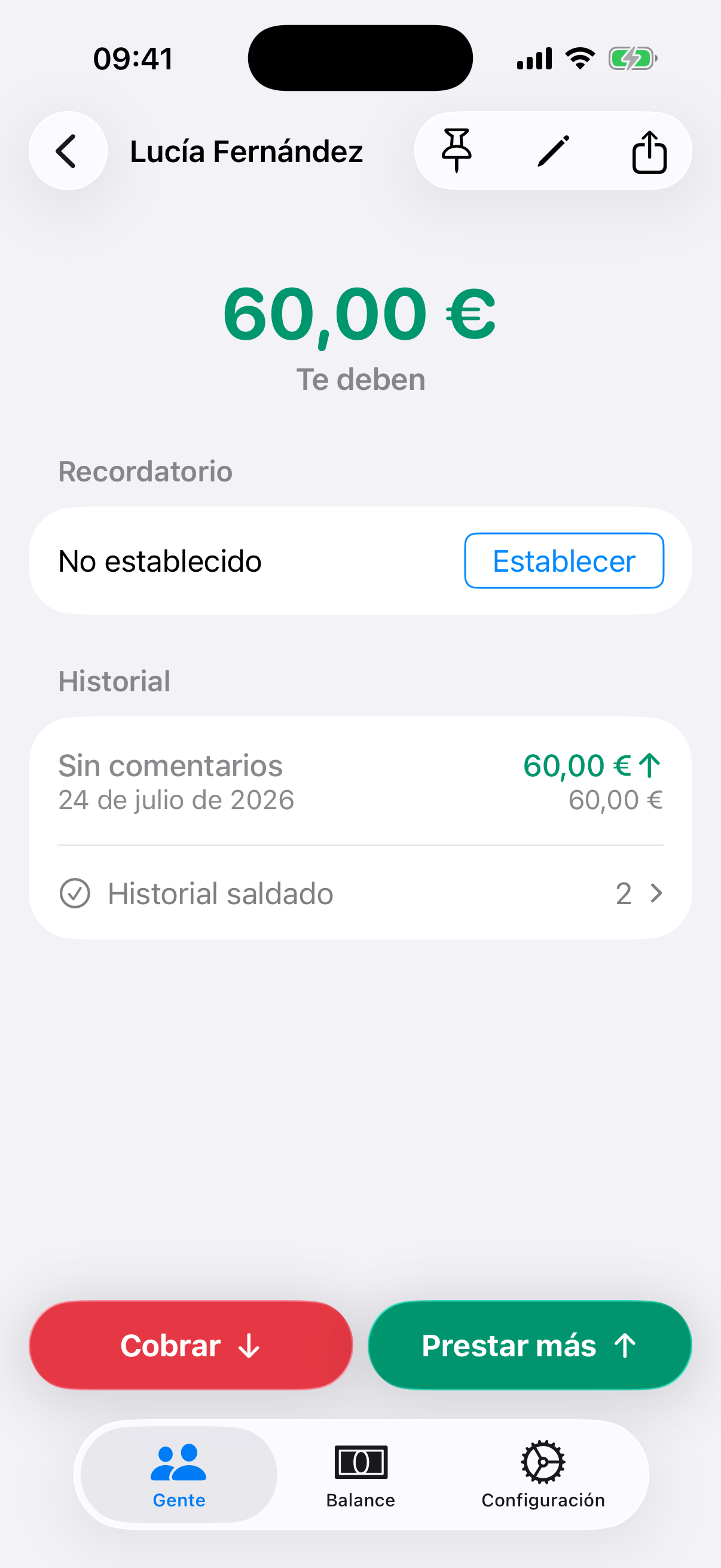Historial saldado